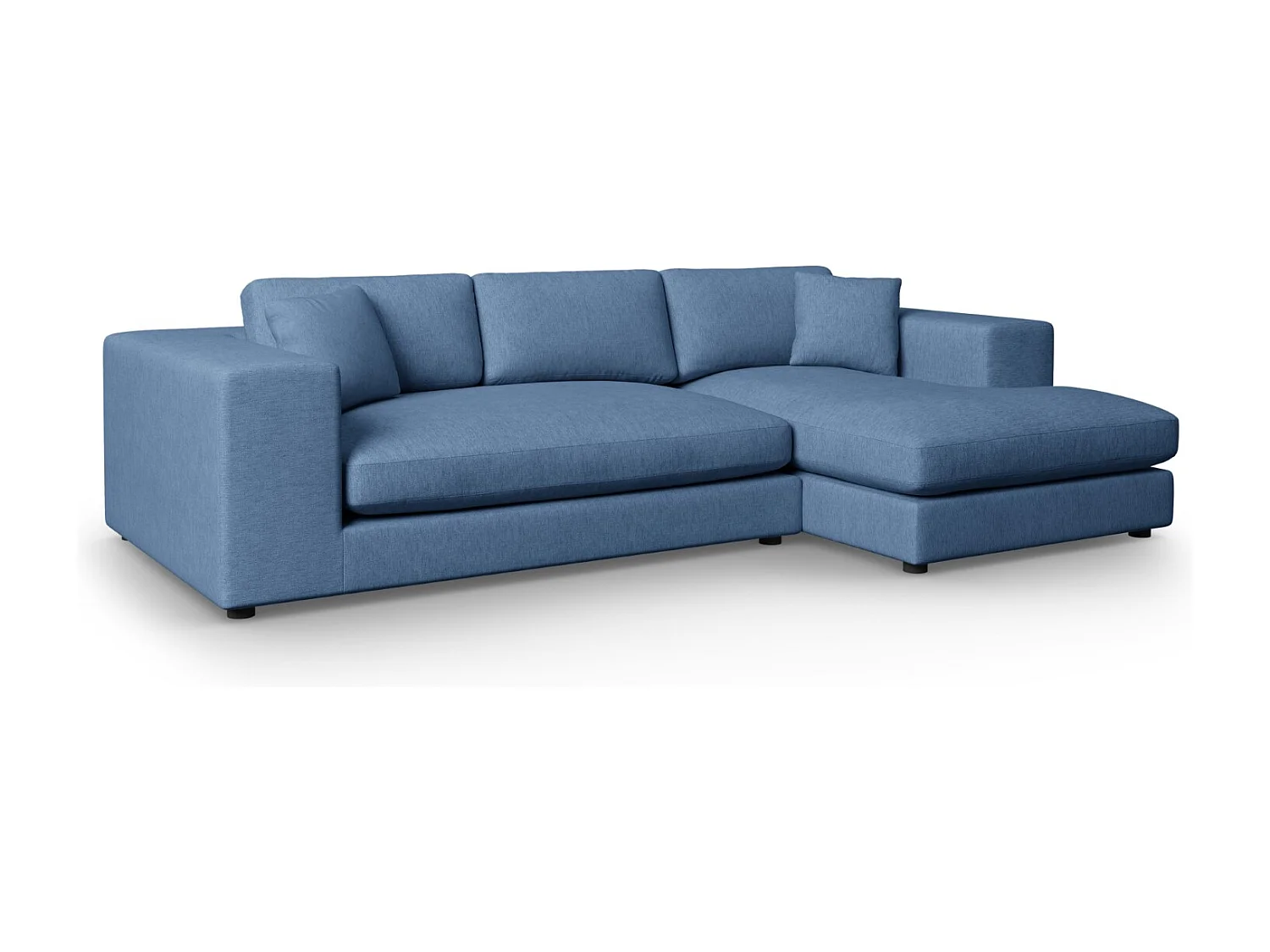 CXL by Christian Lacroix - Canapé d'angle droit "Tendance" 5 places en tissu structurel bleu foncé - 282x174x72cm