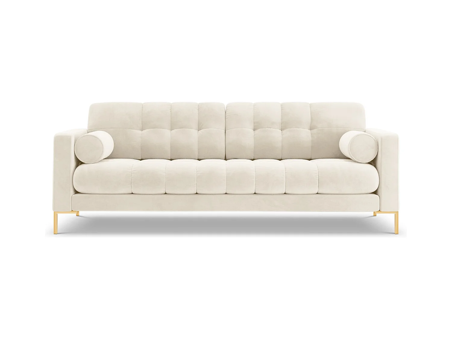 Cosmopolitan Design - Canapé "Bali" 4 places en velours beige clair - 217x92x75cm