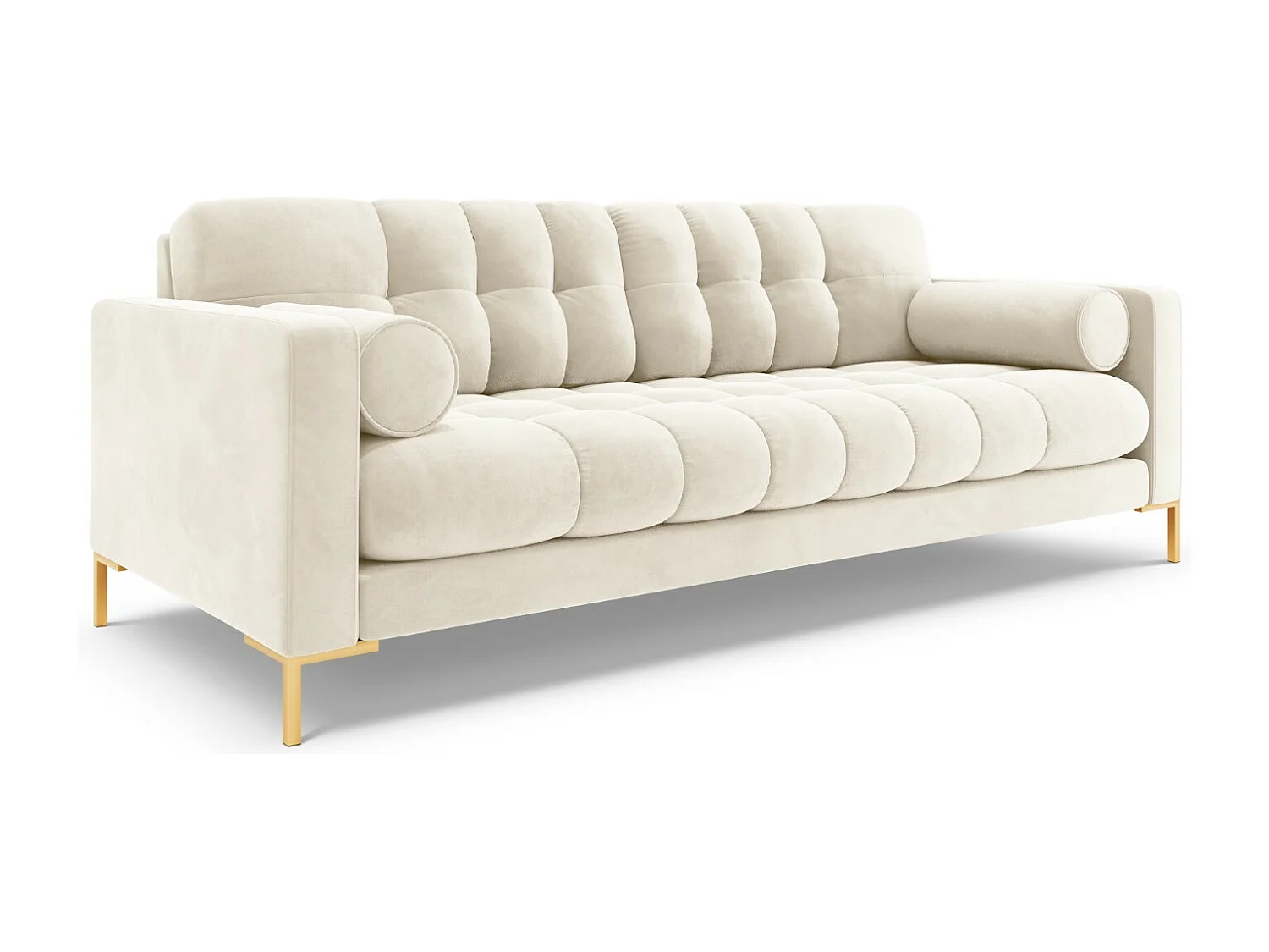 Cosmopolitan Design - Sofá "Bali" 4 lugares em veludo bege claro - 217x92x75cm