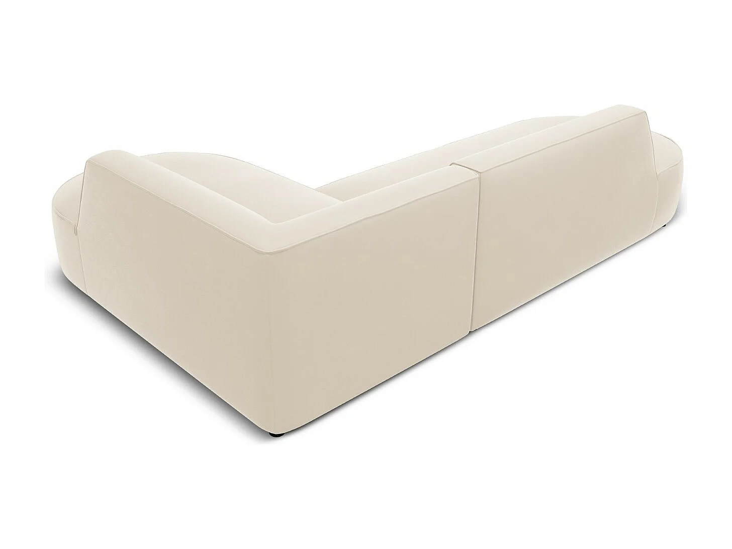 CXL by Christian Lacroix - Canapé d'angle droit "Charles" 4 places en velours beige - 273x180x69cm