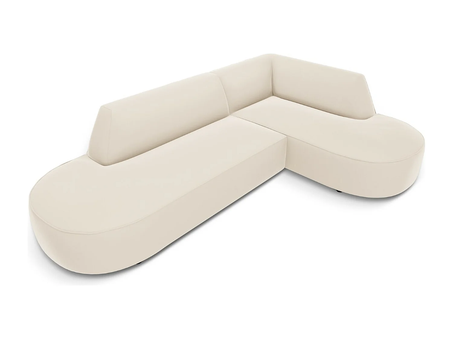 CXL by Christian Lacroix - Canapé d'angle droit "Charles" 4 places en velours beige - 273x180x69cm