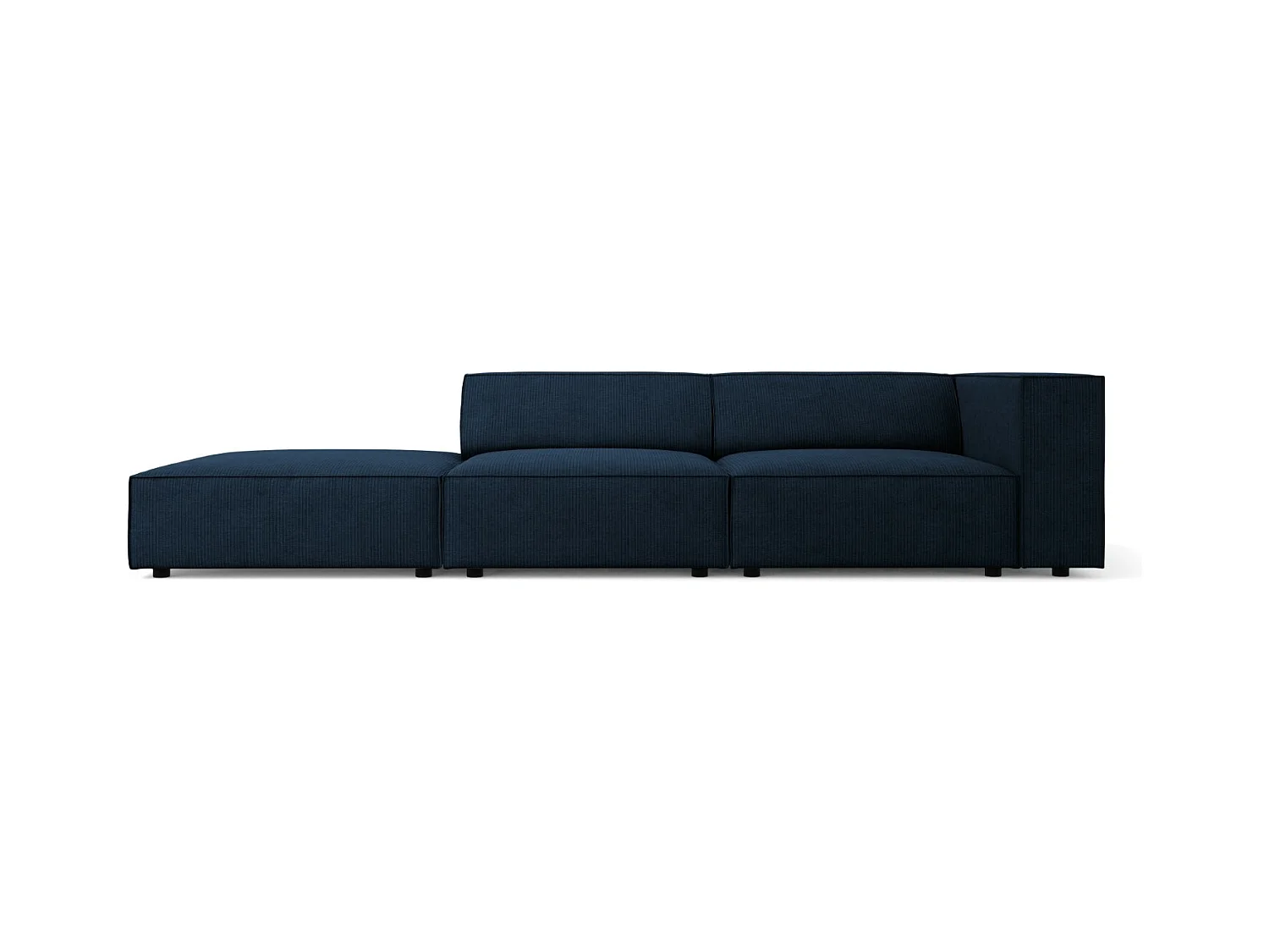 Cosmopolitan Design - Linker bank "Arendal" 4 zitplaatsen, Chenille met ribbeleffect, Koningsblauw - 262x102x70cm