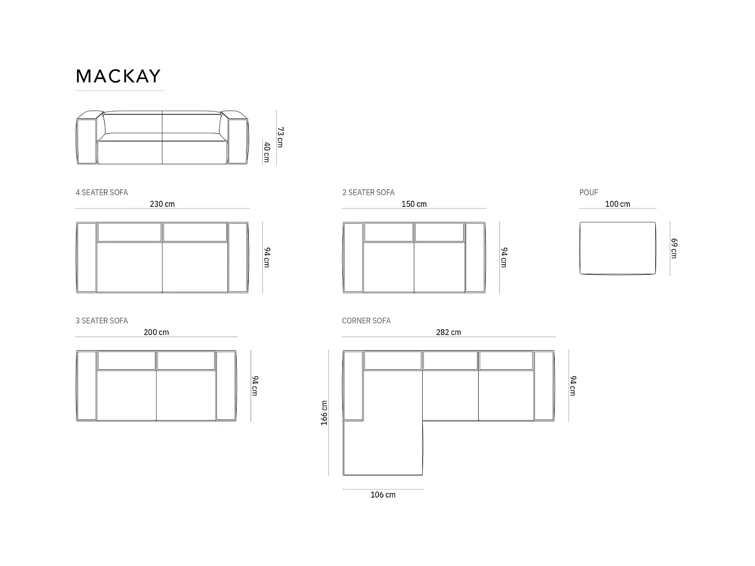 Cosmopolitan Design - Canapé "Mackay" 4 places en velours terracotta - 230x94x73cm