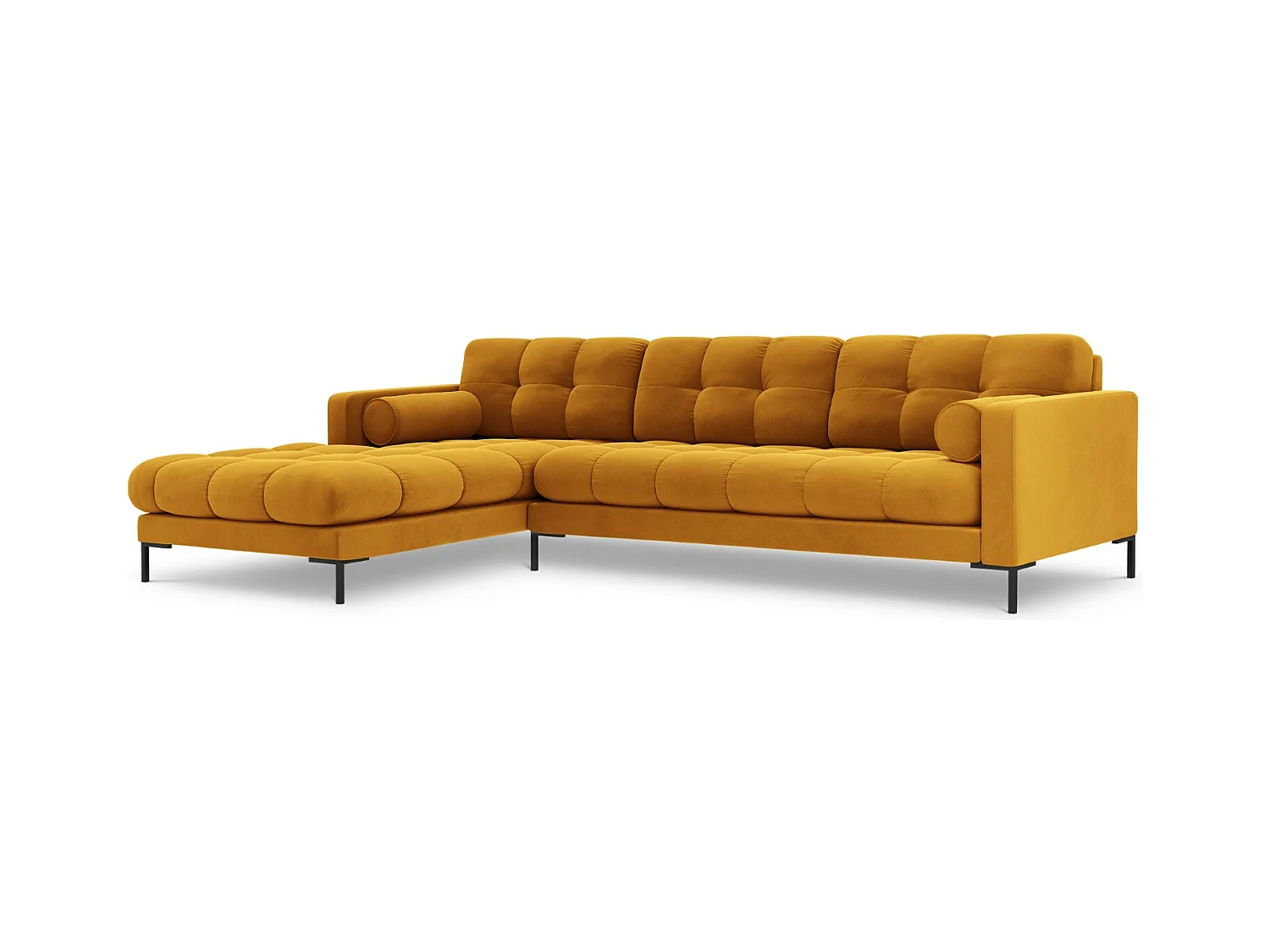 Cosmopolitan Design - Canapé d'angle gauche "Bali" 5 places en velours jaune - 293x185x75cm