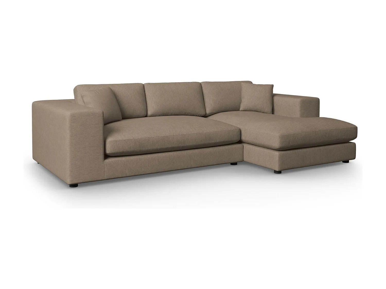 CXL by Christian Lacroix - Sofá de canto direito "Tendance" 5 lugares em tecido estrutural castanho claro - 282x174x72cm
