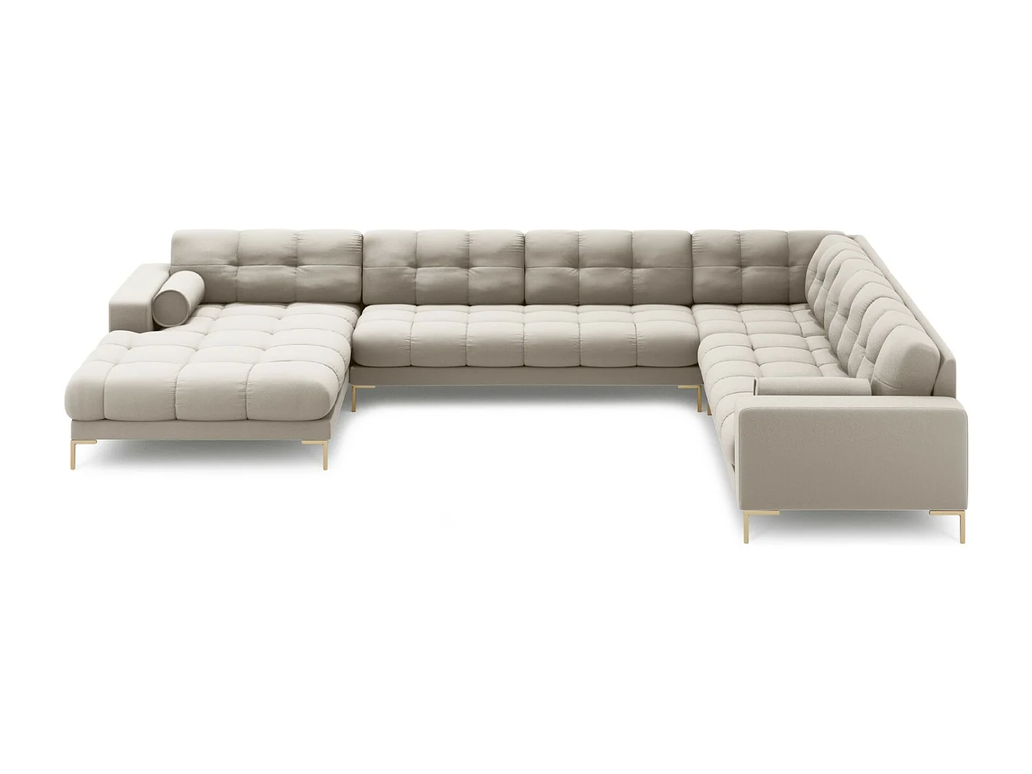 Cosmopolitan Design - Narożnik prawy panoramiczny, "Bali" 7 miejsc tkanina strukturalna, beż - 327x256x75cm