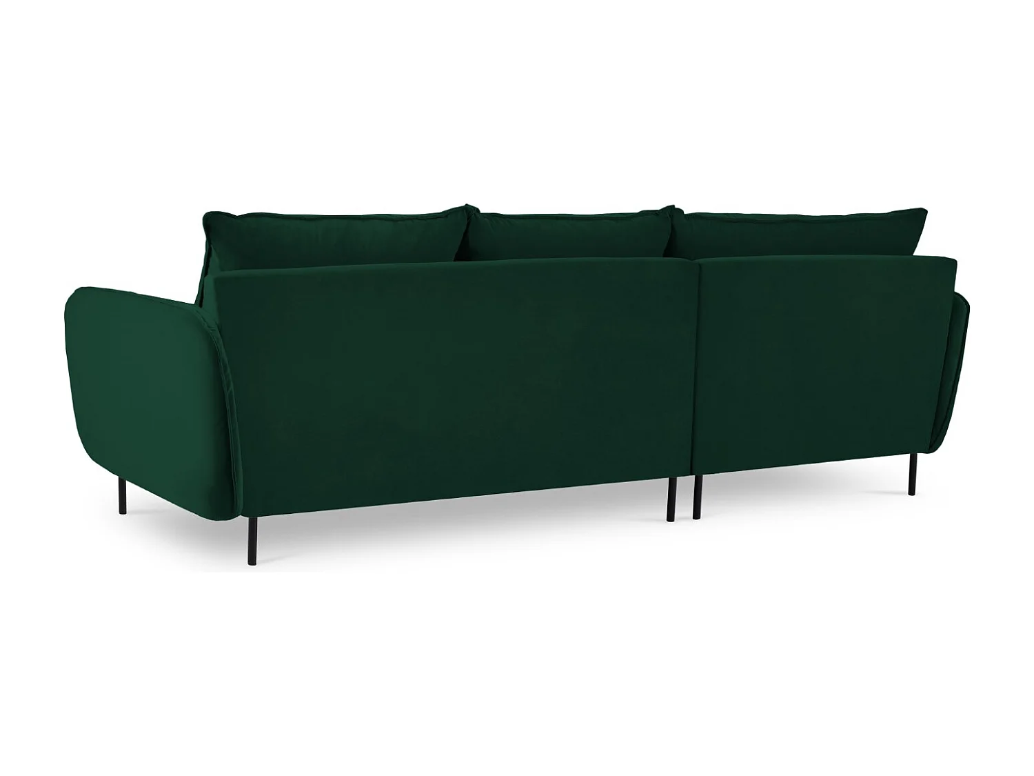 Cosmopolitan Design - 5-Sitzer Ecksofa links "Vienna" aus Samt flaschengrün - 255x170x95cm