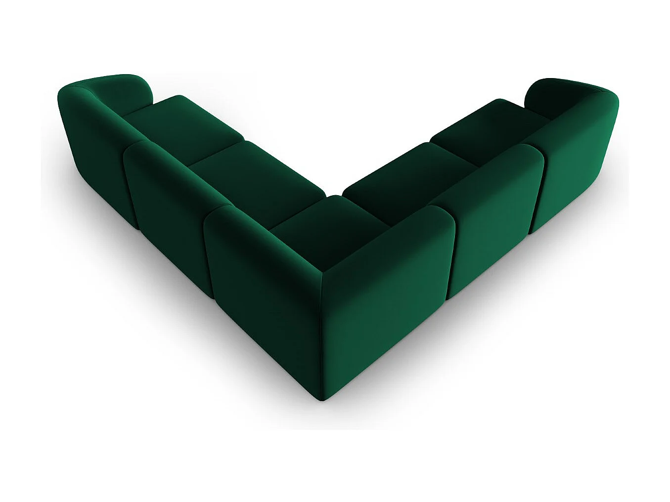 CXL by Christian Lacroix - Symmetrische modulaire hoekbank "Lionel" 6 zitplaatsen, Flueel, Flessengroen - 265x265x74cm