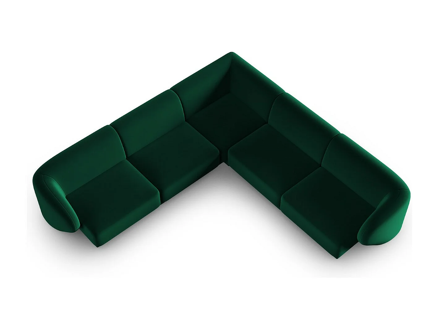 CXL by Christian Lacroix - Symmetrische modulaire hoekbank "Lionel" 6 zitplaatsen, Flueel, Flessengroen - 265x265x74cm