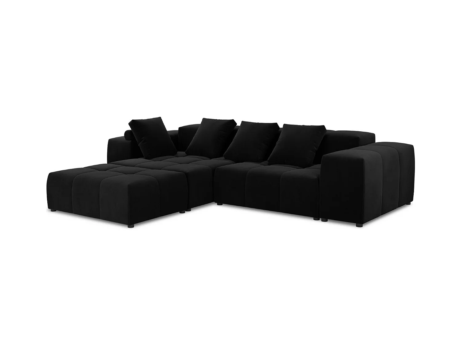 Cosmopolitan Design - Symmetrische modulaire hoekbank "Rome" 5 zitplaatsen, Flueel, Zwart - 320x240x75cm
