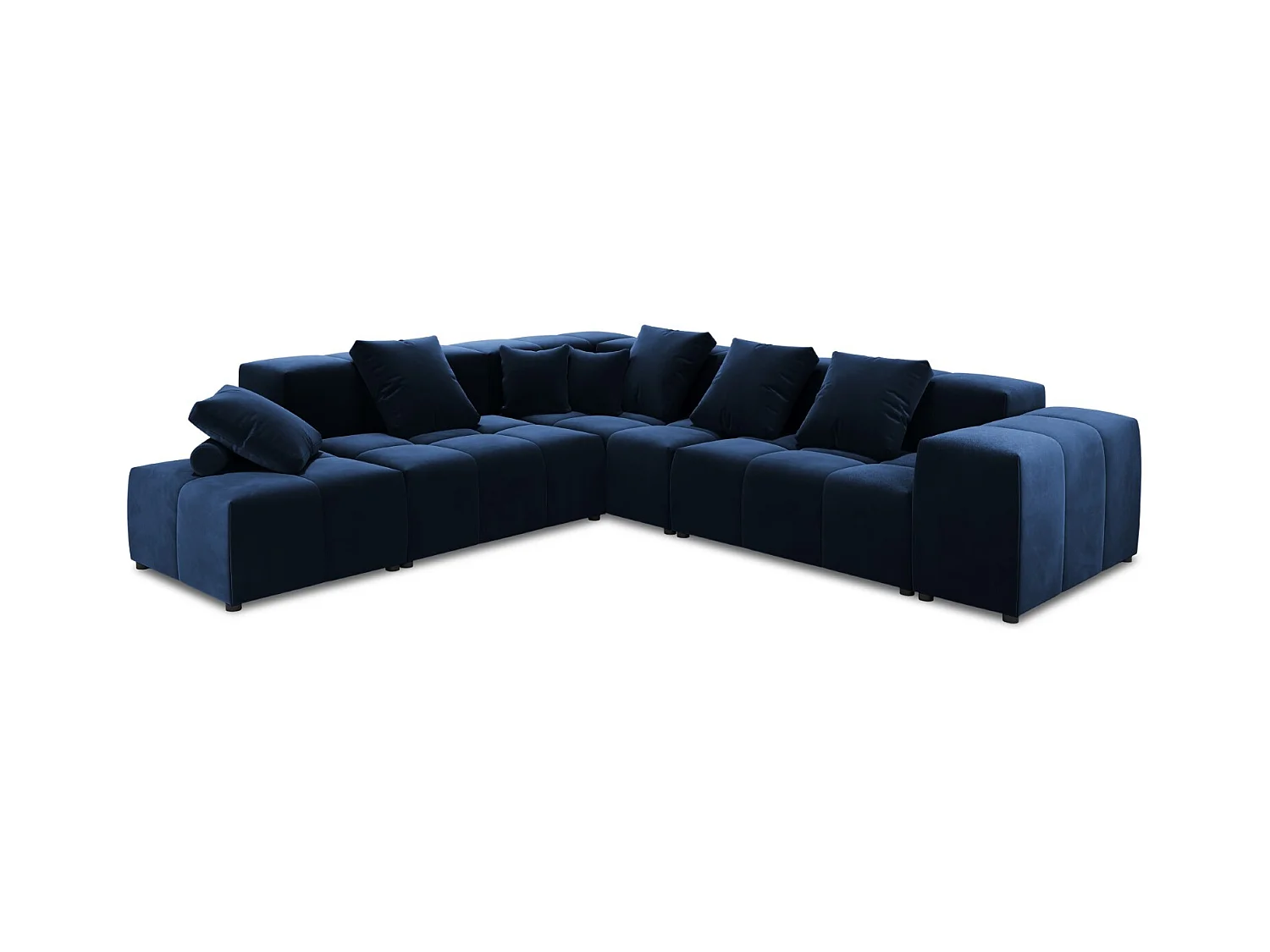 Cosmopolitan Design - Symmetrische modulaire hoekbank "Rome" 7 zitplaatsen, Flueel, Koningsblauw - 320x320x75cm