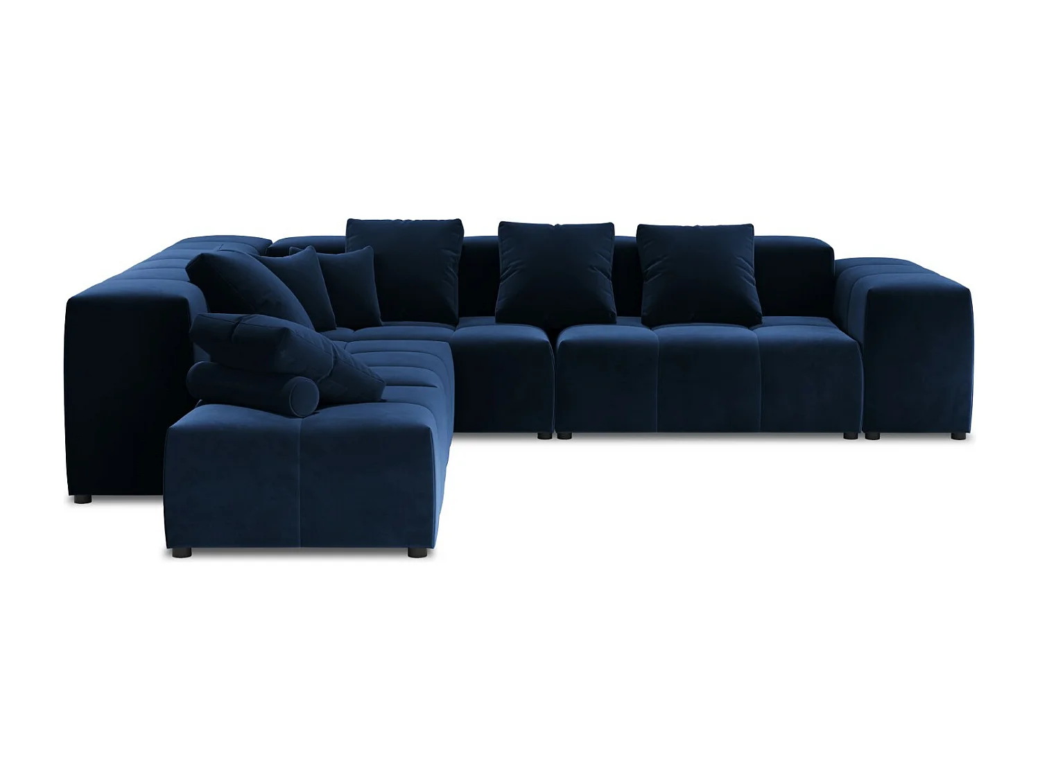 Cosmopolitan Design - Canapé d'angle symétrique modulable "Rome" 7 places en velours bleu roi - 320x320x75cm