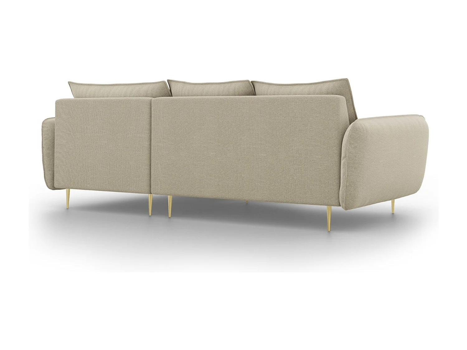 Cosmopolitan Design - Sofá de canto direito "Vienna" 5 lugares em tecido estrutural bege - 255x170x95cm