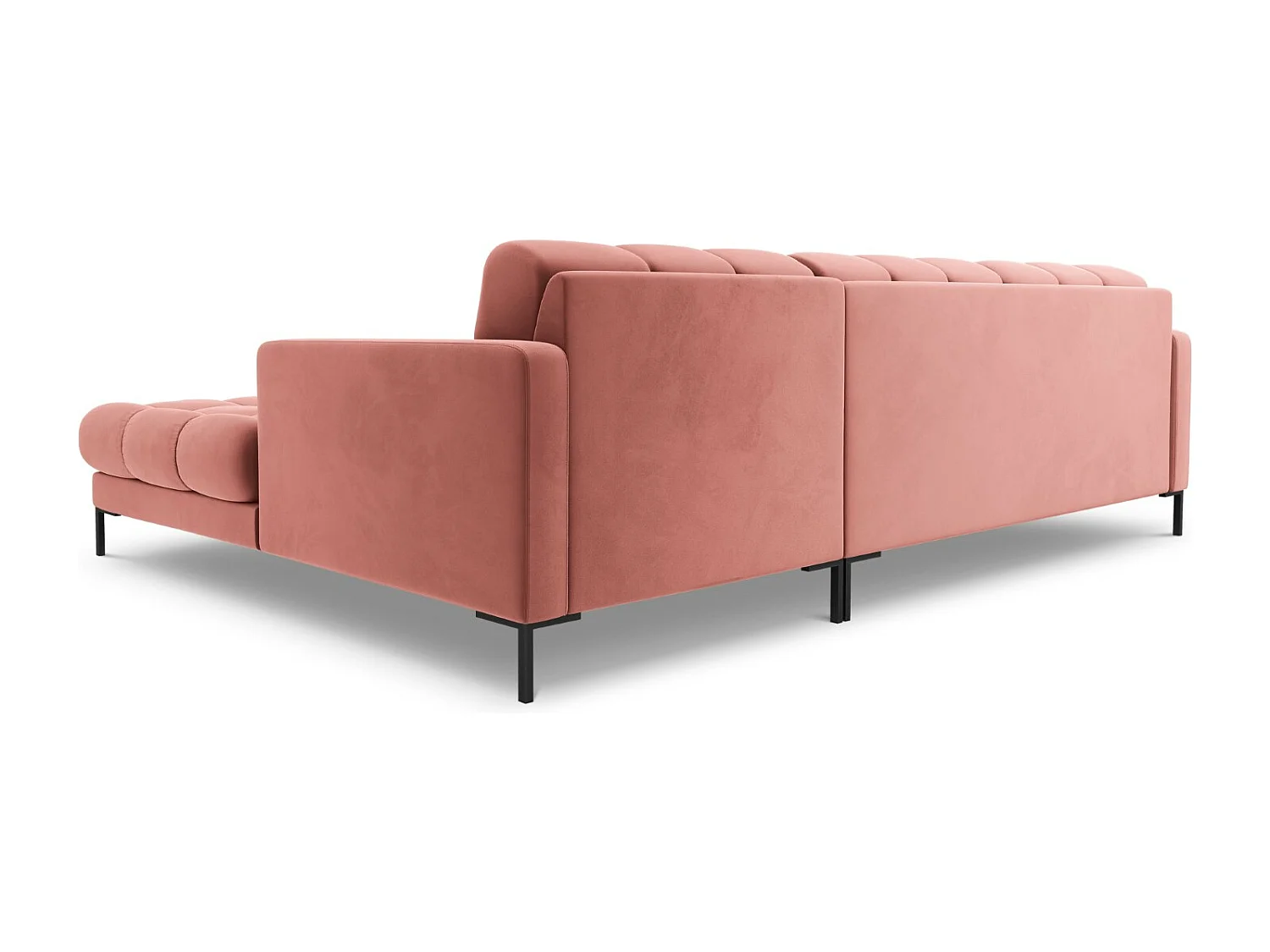 Cosmopolitan Design - Sofá de canto direito "Bali" 5 lugares em veludo rosa - 293x185x75cm