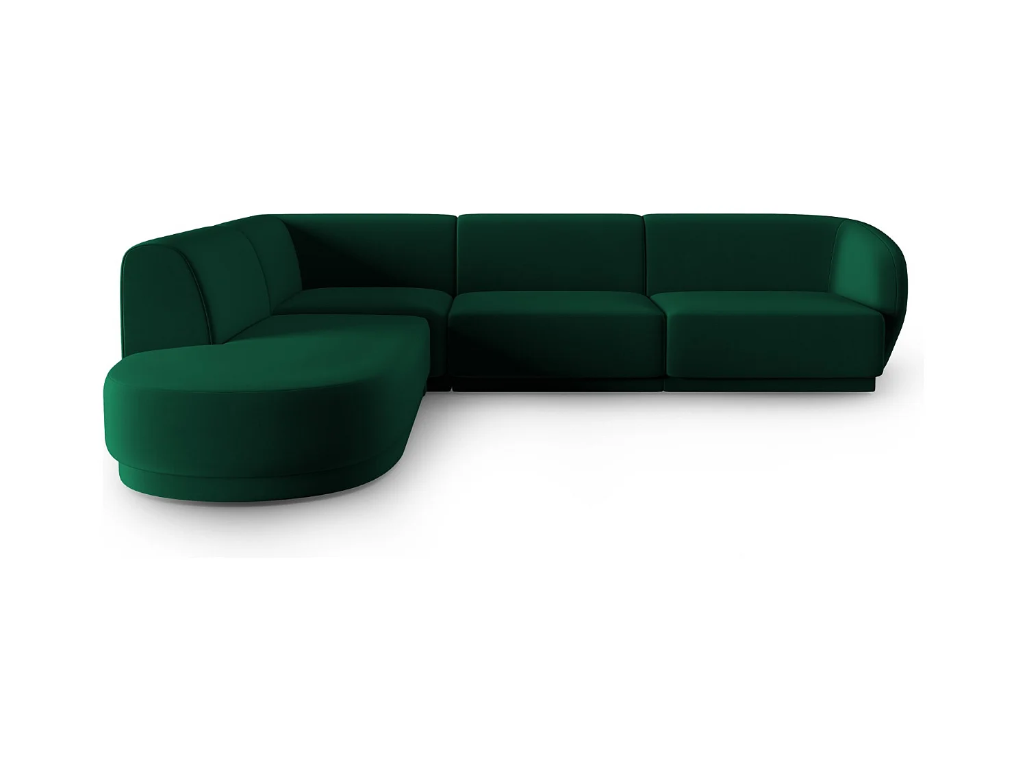 CXL by Christian Lacroix - Modulaire hoekbank links "Lionel" 5 zitplaatsen, Flueel, Flessengroen - 265x232x74cm