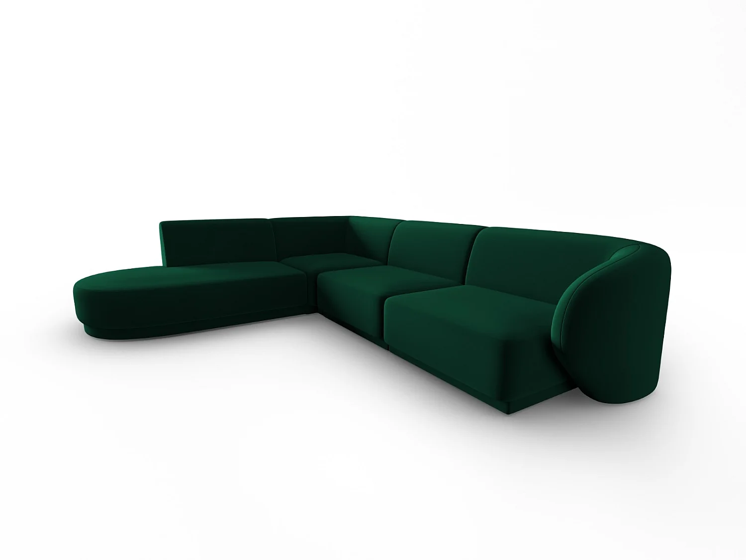 CXL by Christian Lacroix - Canapé d'angle gauche modulable "Lionel" 5 places en velours vert bouteille - 265x232x74cm