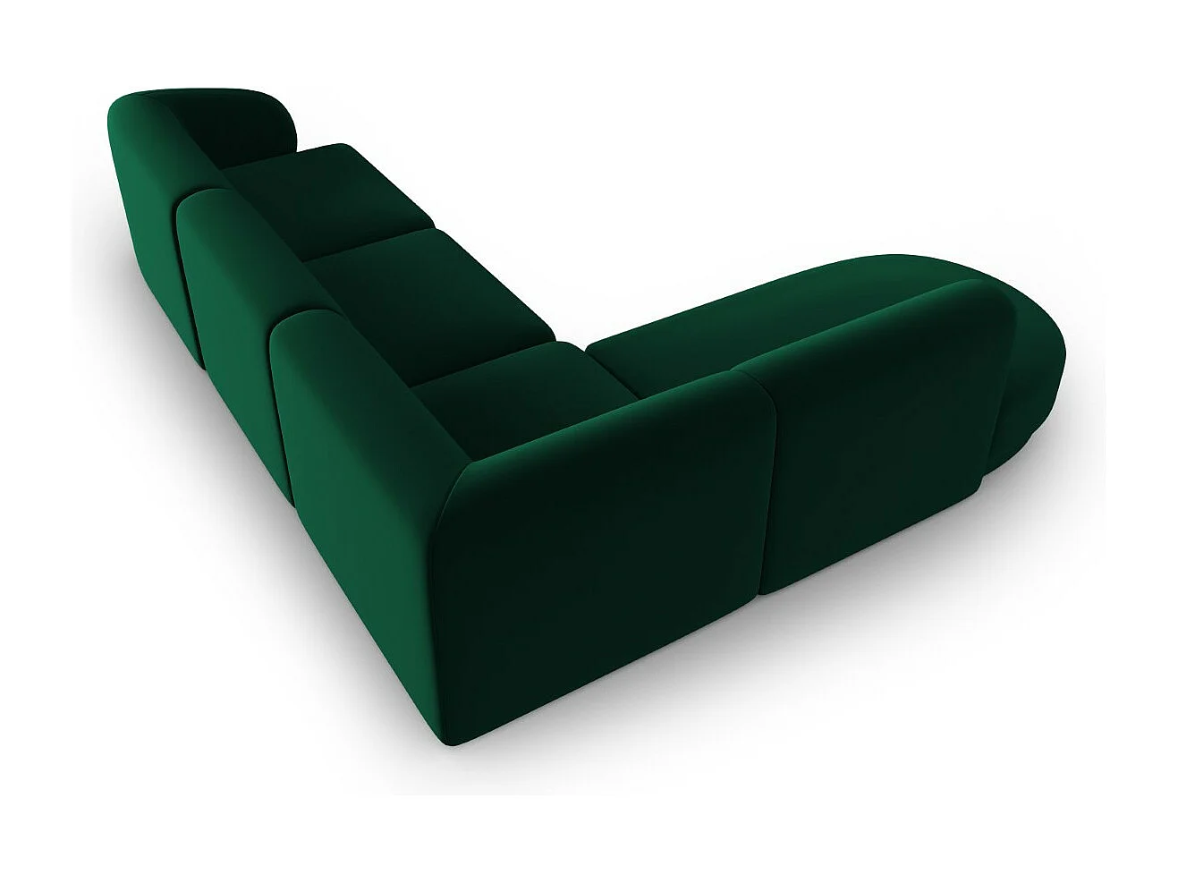 CXL by Christian Lacroix - Canapé d'angle gauche modulable "Lionel" 5 places en velours vert bouteille - 265x232x74cm