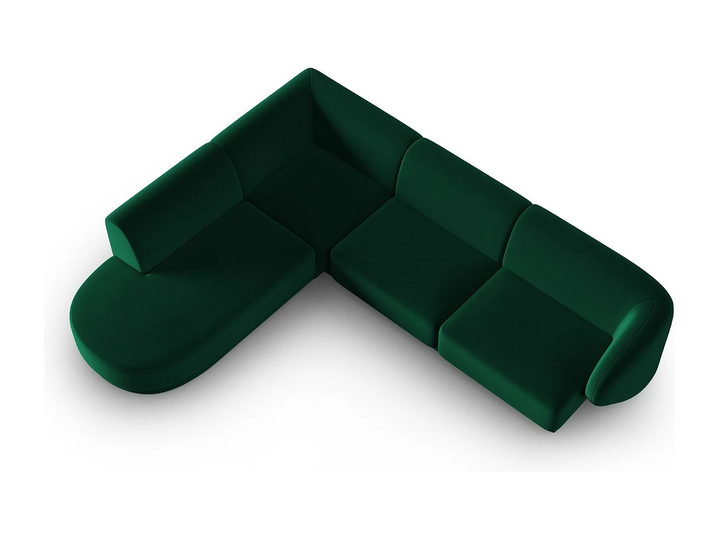 CXL by Christian Lacroix - Canapé d'angle gauche modulable "Lionel" 5 places en velours vert bouteille - 265x232x74cm