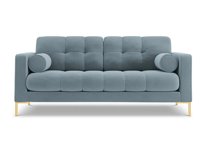 Cosmopolitan Design - 2-Sitzer Sofa "Bali" aus Samt hellblau - 152x92x75cm