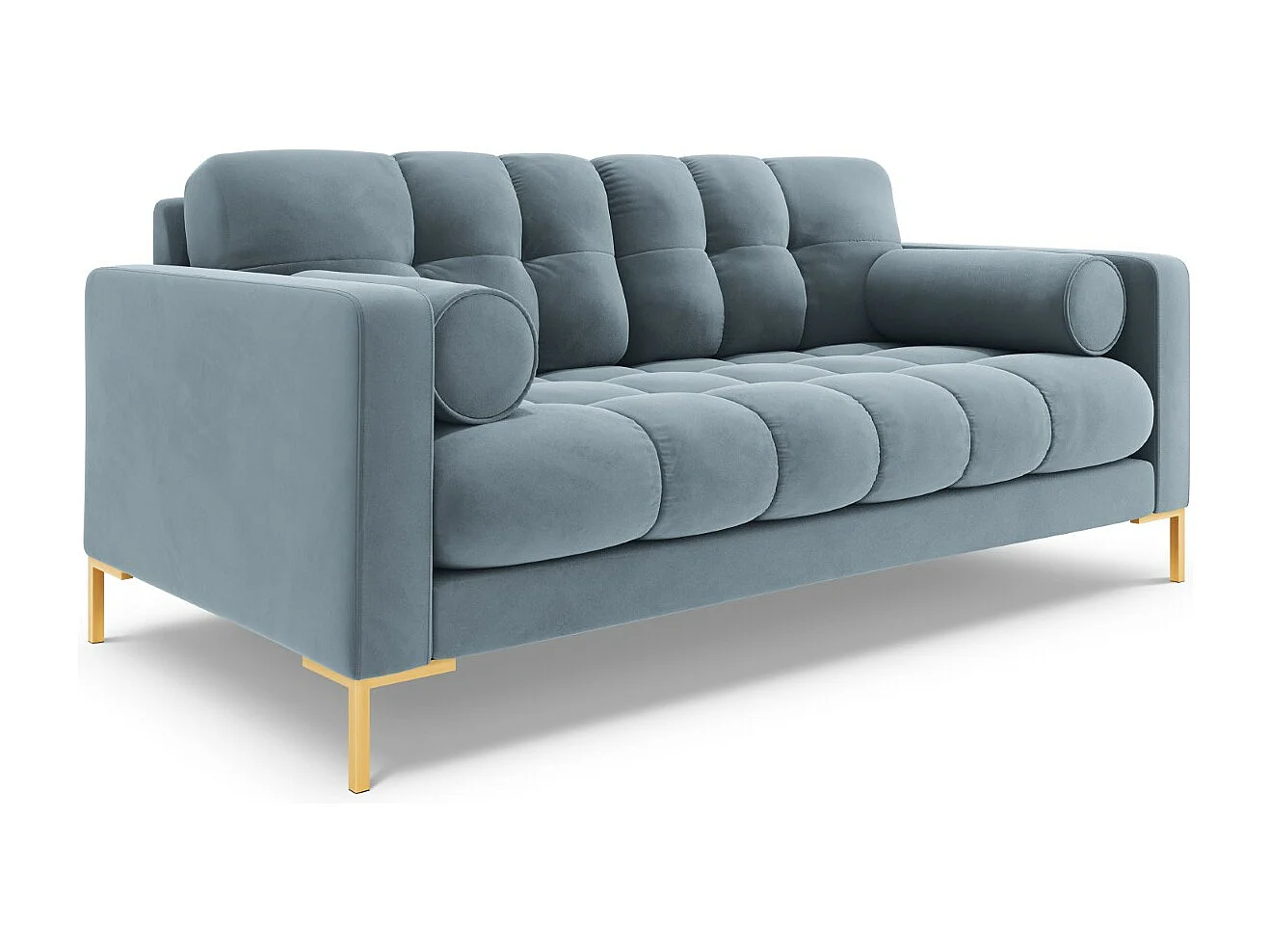 Cosmopolitan Design - Bank "Bali" 2 zitplaatsen, Flueel, Lichtblauw - 152x92x75cm