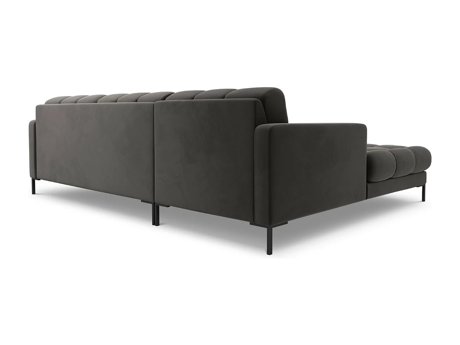 Cosmopolitan Design - Sofá de canto esquerdo "Bali" 5 lugares em veludo cinza escuro - 293x185x75cm