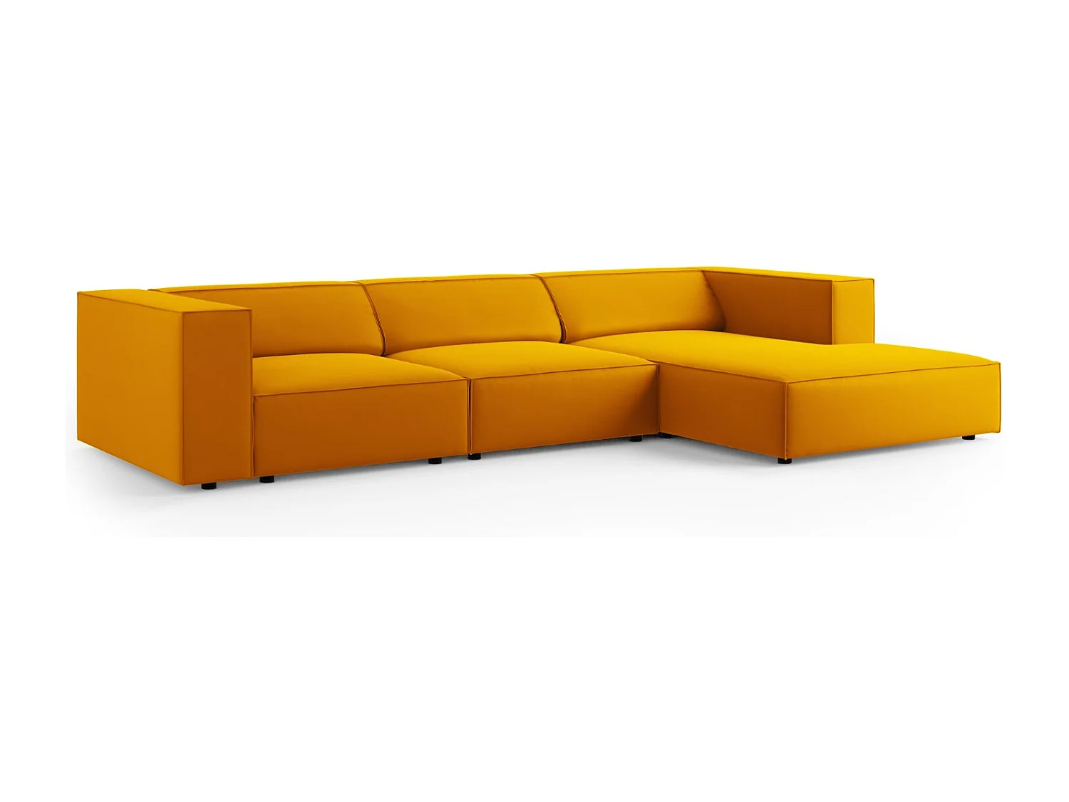 Cosmopolitan Design - 4-Sitzer Ecksofa rechts "Arendal" aus Samt gelb - 284x166x70cm