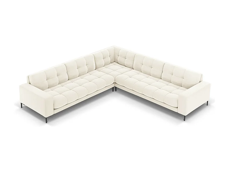 Cosmopolitan Design - Sofá esquinero simétrico "Bali" 6 plazas de terciopelo beige claro - 256x256x75cm