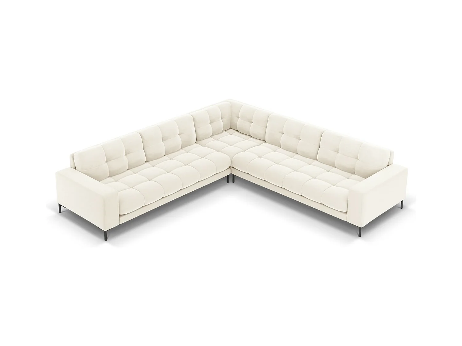 Cosmopolitan Design - Canapé d'angle symétrique "Bali" 6 places en velours beige clair - 256x256x75cm