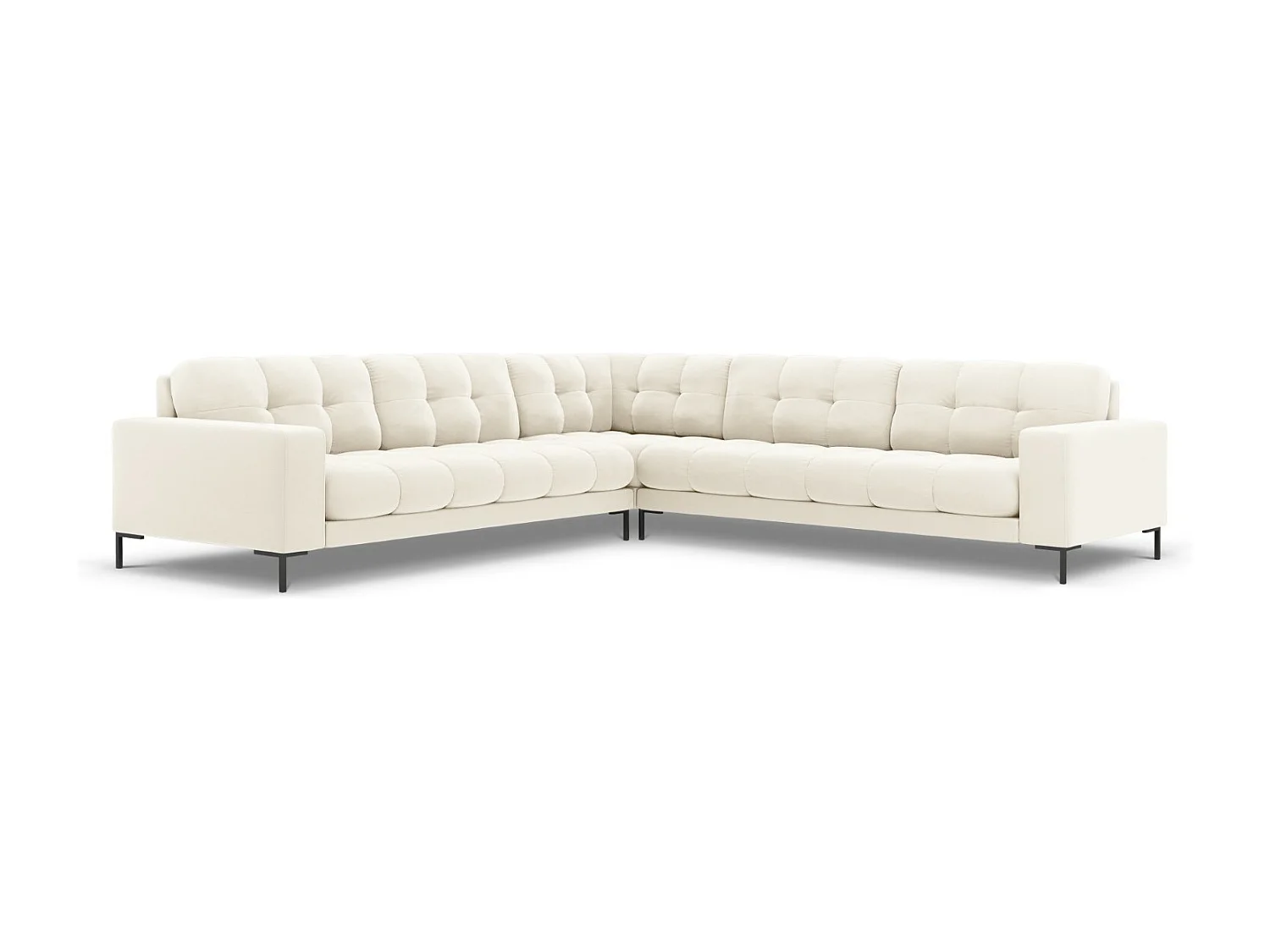 Cosmopolitan Design - Sofá de canto simétrico "Bali" 6 lugares em veludo bege claro - 256x256x75cm