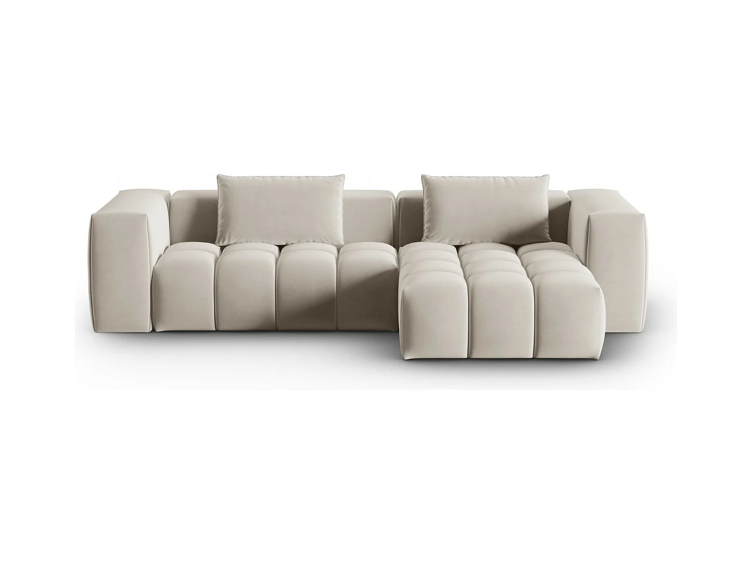CXL by Christian Lacroix - Modulaire hoekbank rechts "Lorella" 3 zitplaatsen, Flueel, Ecru - 260x145x70cm