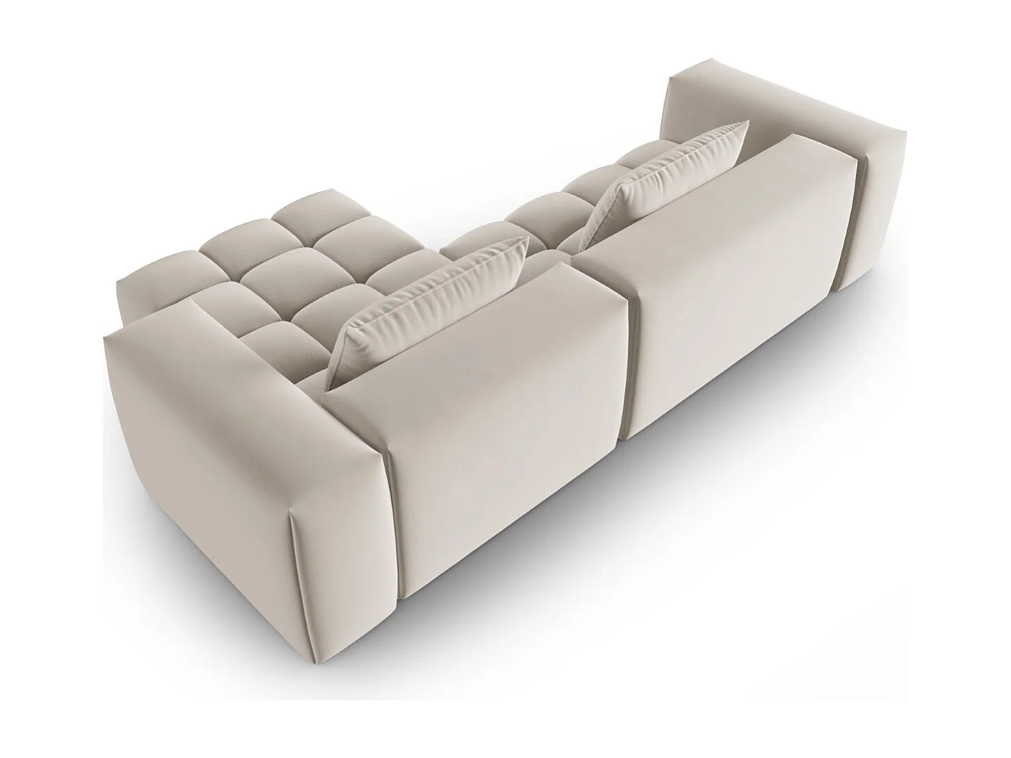 CXL by Christian Lacroix - Sofá modular de canto direito "Lorella" 3 lugares em veludo cru - 260x145x70cm