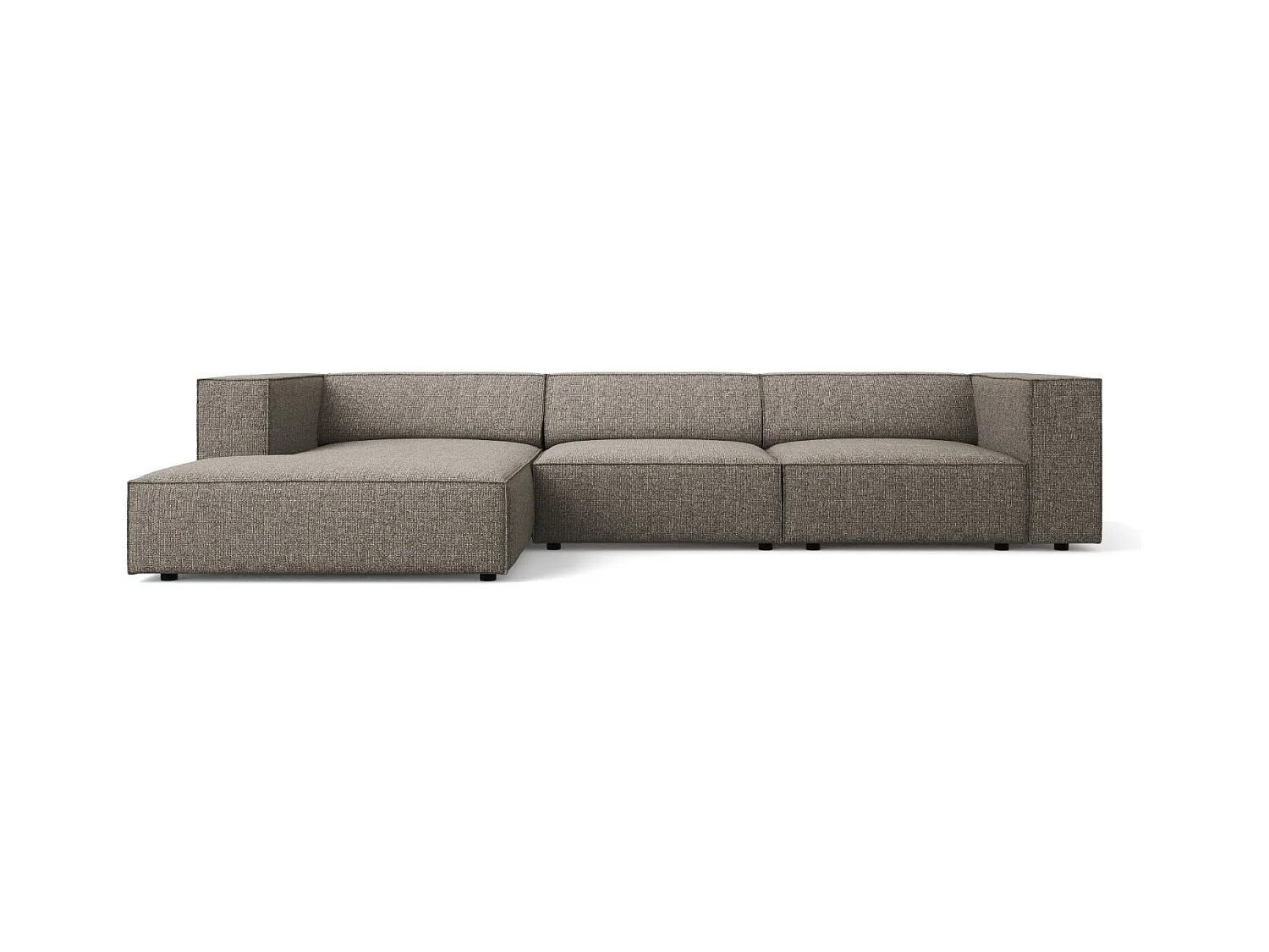 Cosmopolitan Design - Canapé d'angle gauche "Arendal" 4 places en chenille gris - 284x166x70cm