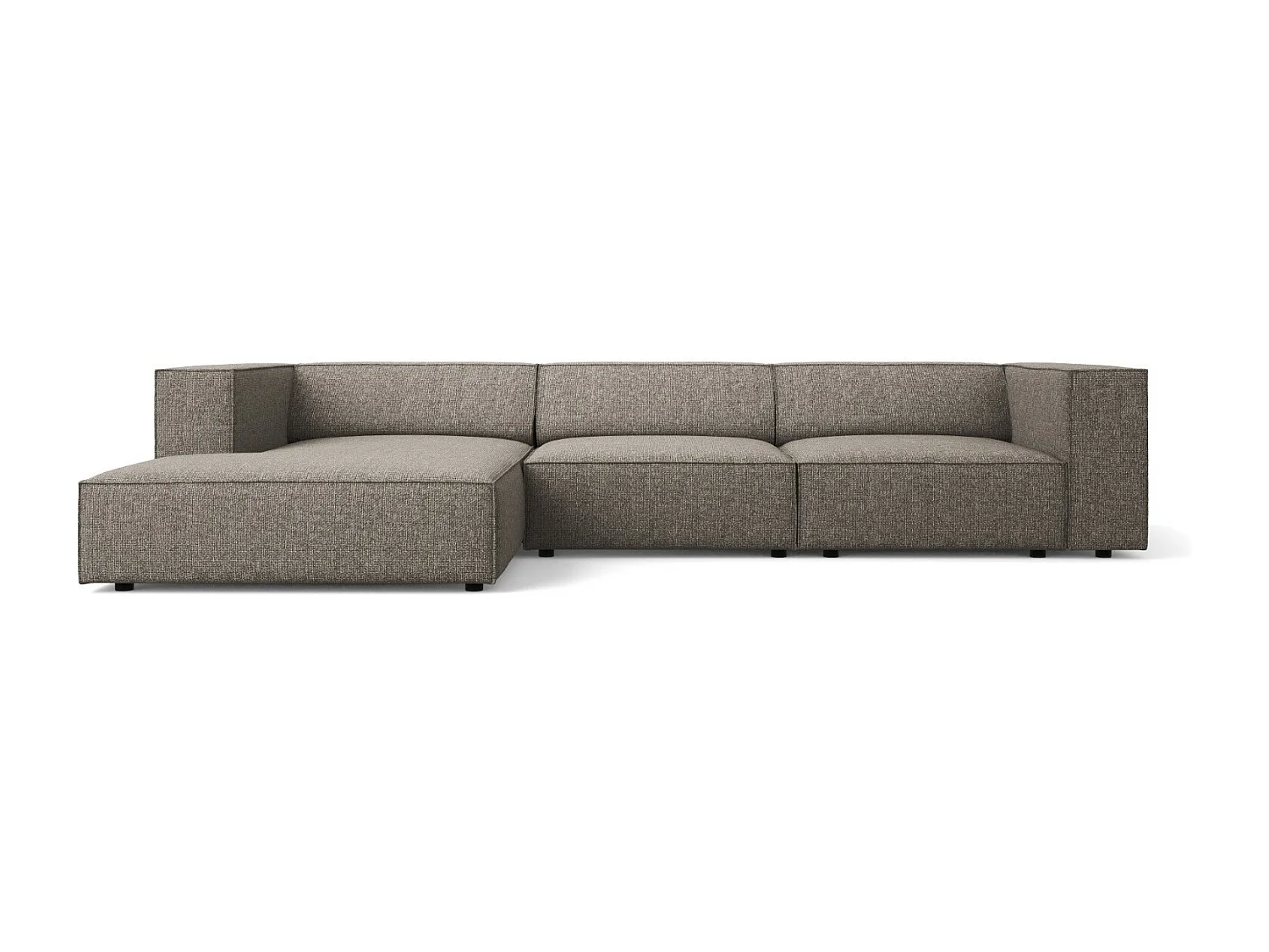 Cosmopolitan Design - Sofá de canto esquerdo "Arendal" 4 lugares em tecido chenille cinza - 284x166x70cm