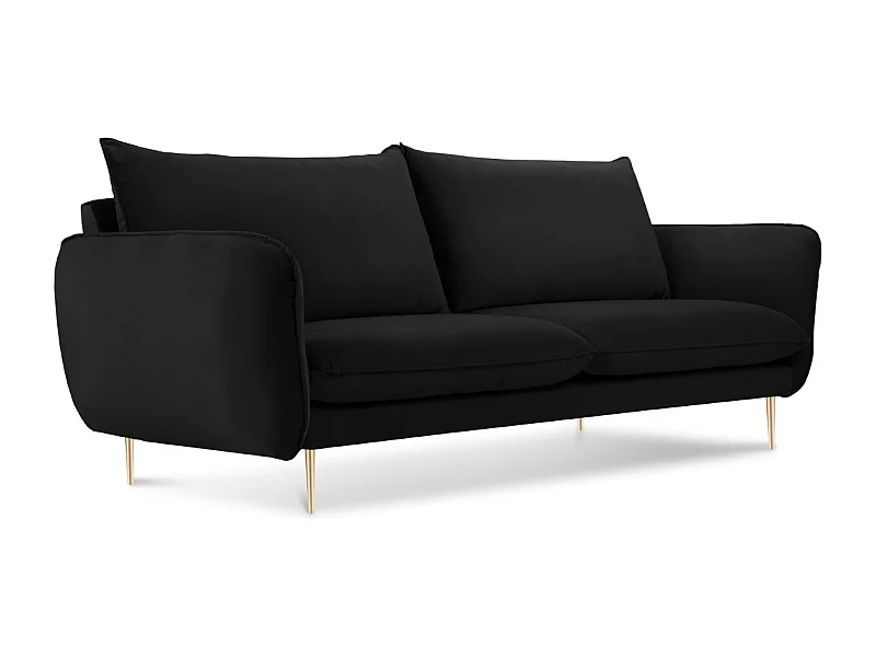 Cosmopolitan Design - 2-Sitzer Sofa "Vienna" aus Samt schwarz - 160x92x95cm