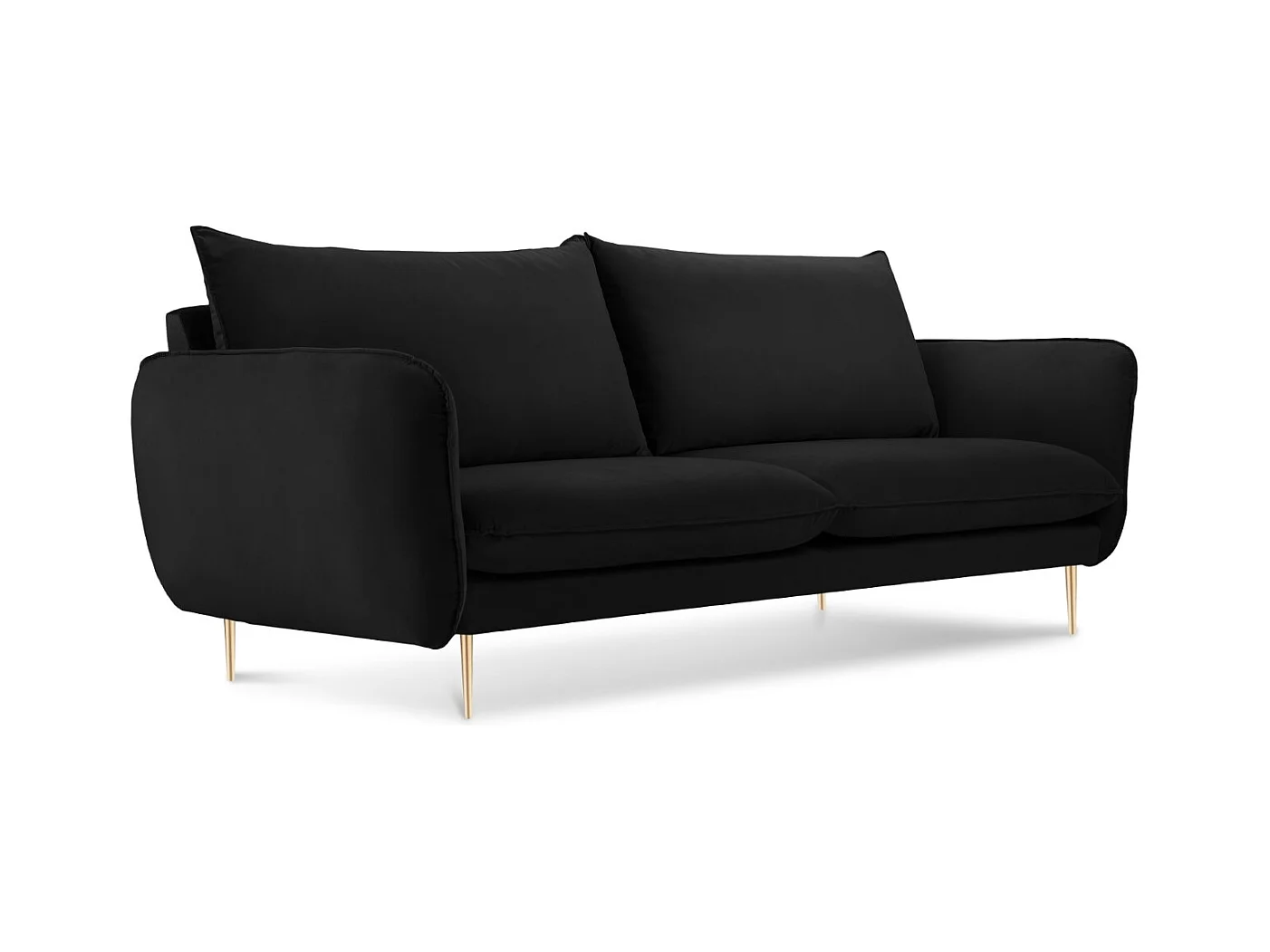 Cosmopolitan Design - Canapé "Vienna" 2 places en velours noir - 160x92x95cm