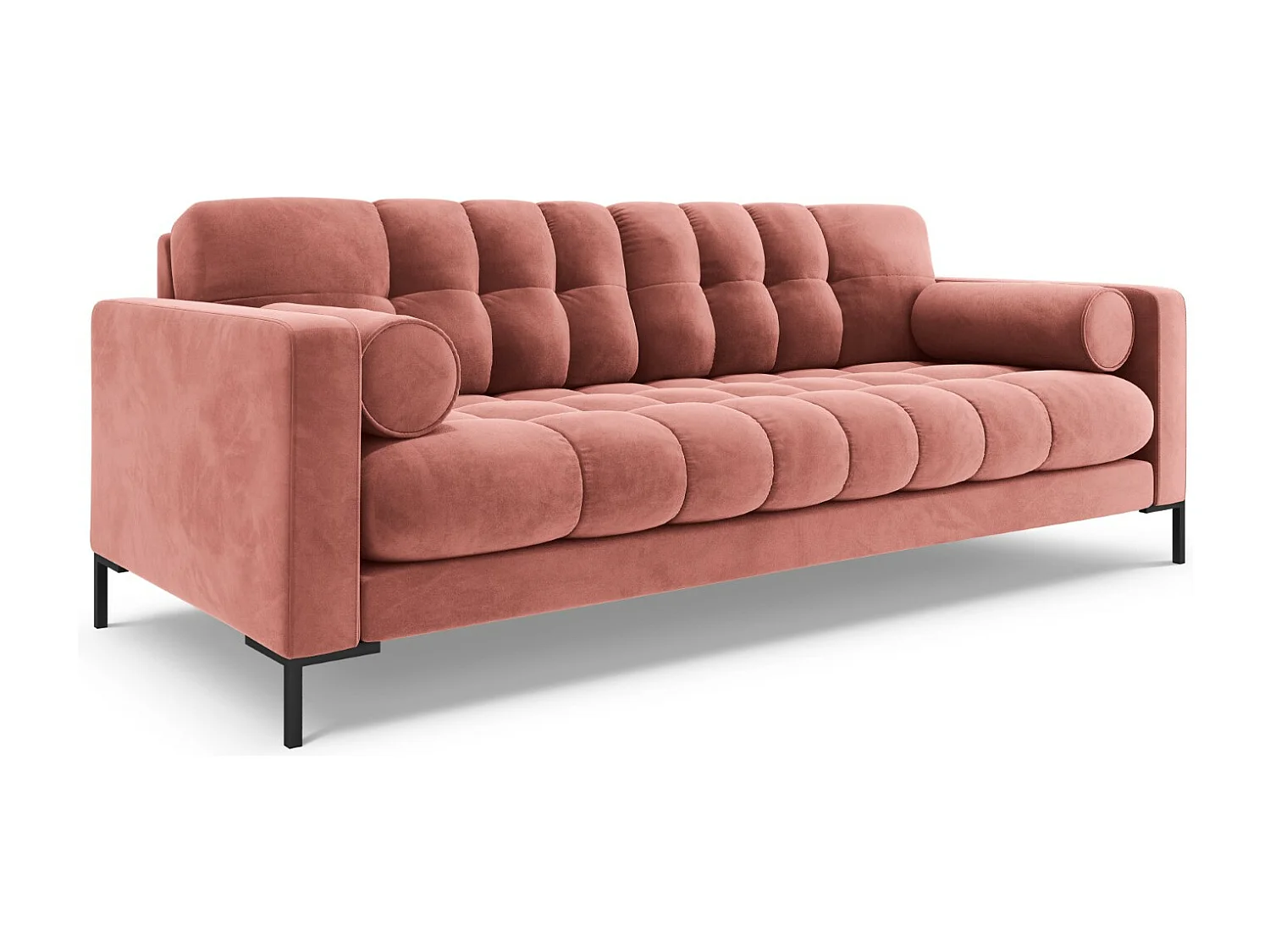 Cosmopolitan Design - Sofá "Bali" 4 lugares em veludo rosa - 217x92x75cm