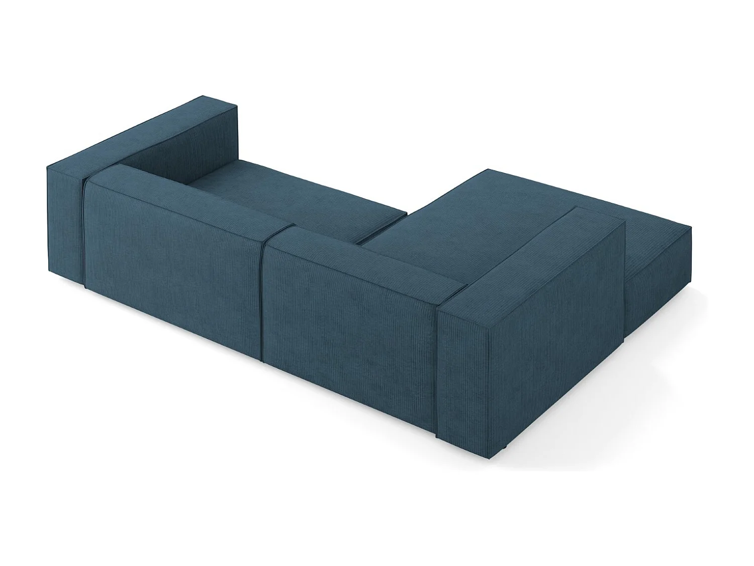 Cosmopolitan Design - Narożnik lewy, "Arendal" 3 miejsca szenil z efektem prążkowania, granatowy - 224x166x70cm