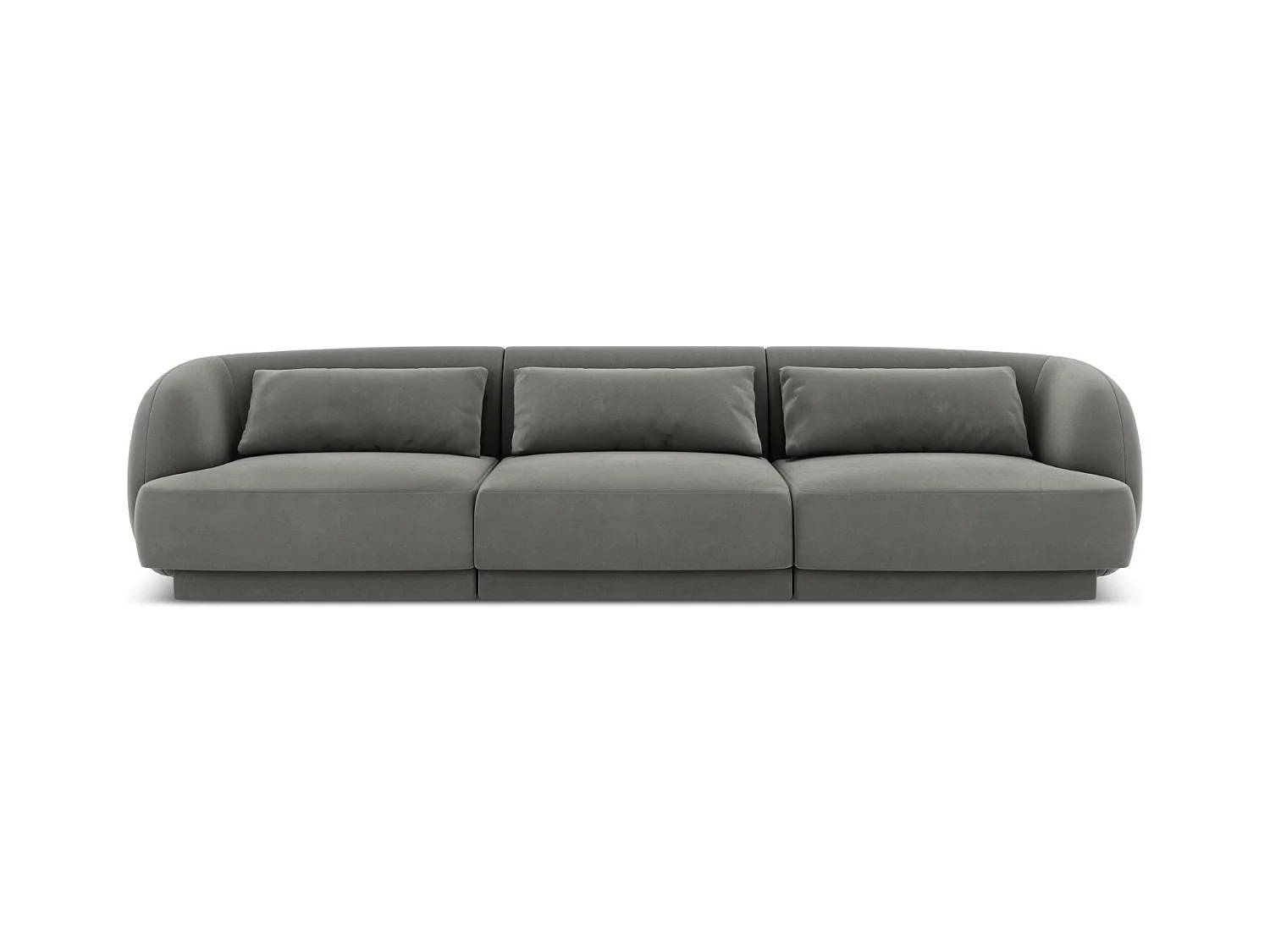 Cosmopolitan Design - Bank "Tulum" 3 zitplaatsen, Flueel, Lichtgrijs - 255x90x70cm