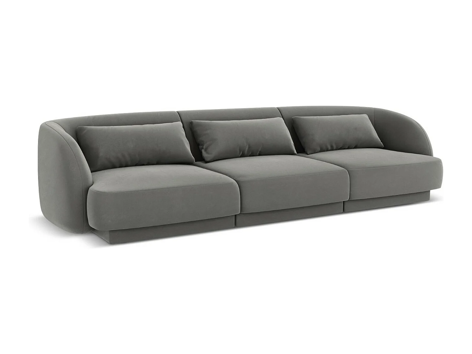 Cosmopolitan Design - Canapé "Tulum" 3 places en velours gris clair - 255x90x70cm