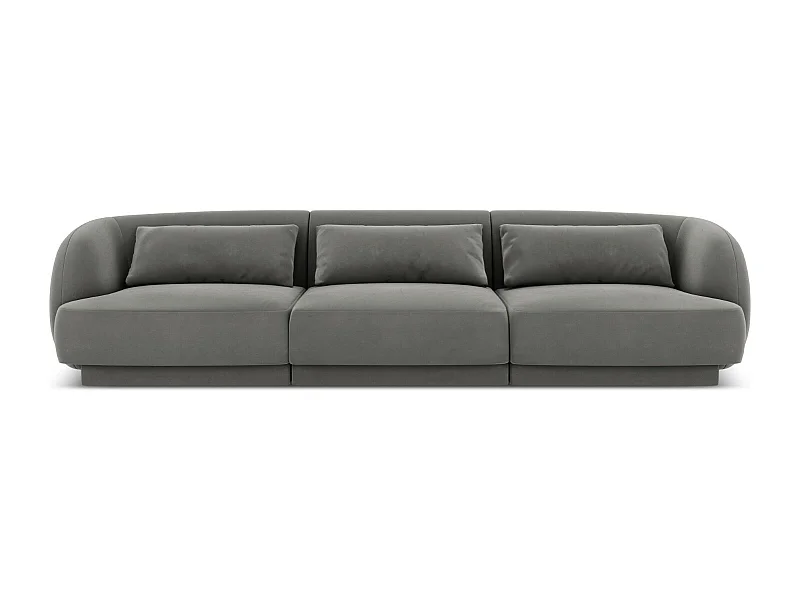Cosmopolitan Design - Sofa, "Tulum" 3 miejsca welur, szary jasny - 255x90x70cm