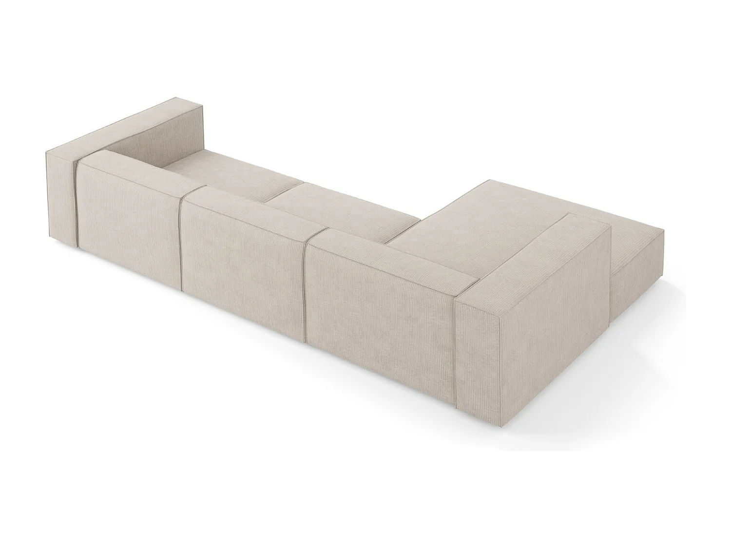Cosmopolitan Design - 4-Sitzer Ecksofa links "Arendal" aus Chenille-Stoff mit Rippeneffekt dunkelbeige - 284x166x70cm