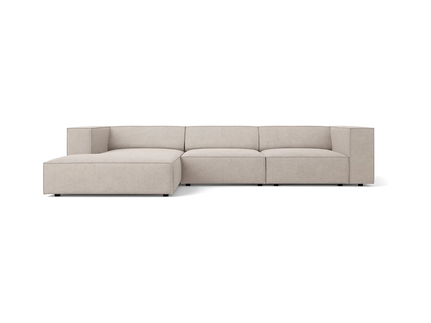 Cosmopolitan Design - Linker hoekbank "Arendal" 4 zitplaatsen, Chenille met ribbeleffect, Donkerbeige - 284x166x70cm