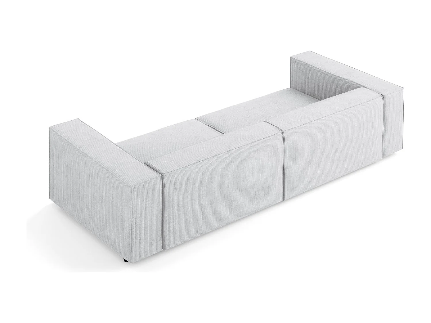 Cosmopolitan Design - Canapé "Arendal" 4 places en chenille avec un effet côtelé gris clair - 244x102x70cm