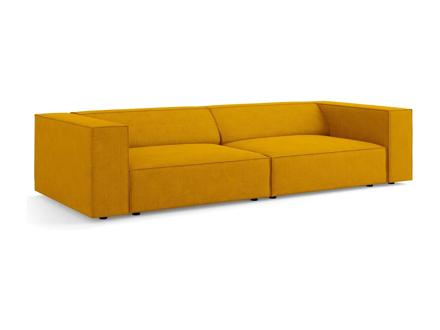 Cosmopolitan Design - Divano "Arendal" 4 posti in ciniglia con effetto a coste senape - 244x102x70cm