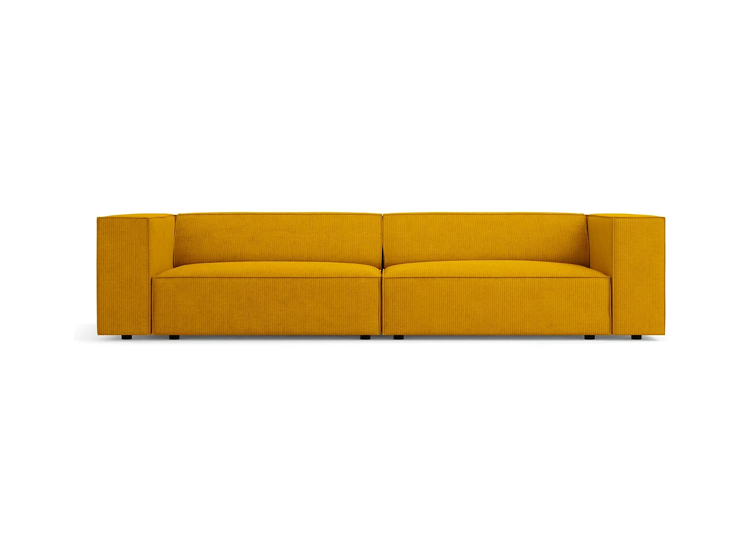 Cosmopolitan Design - Canapé "Arendal" 4 places en chenille avec un effet côtelé moutarde - 244x102x70cm