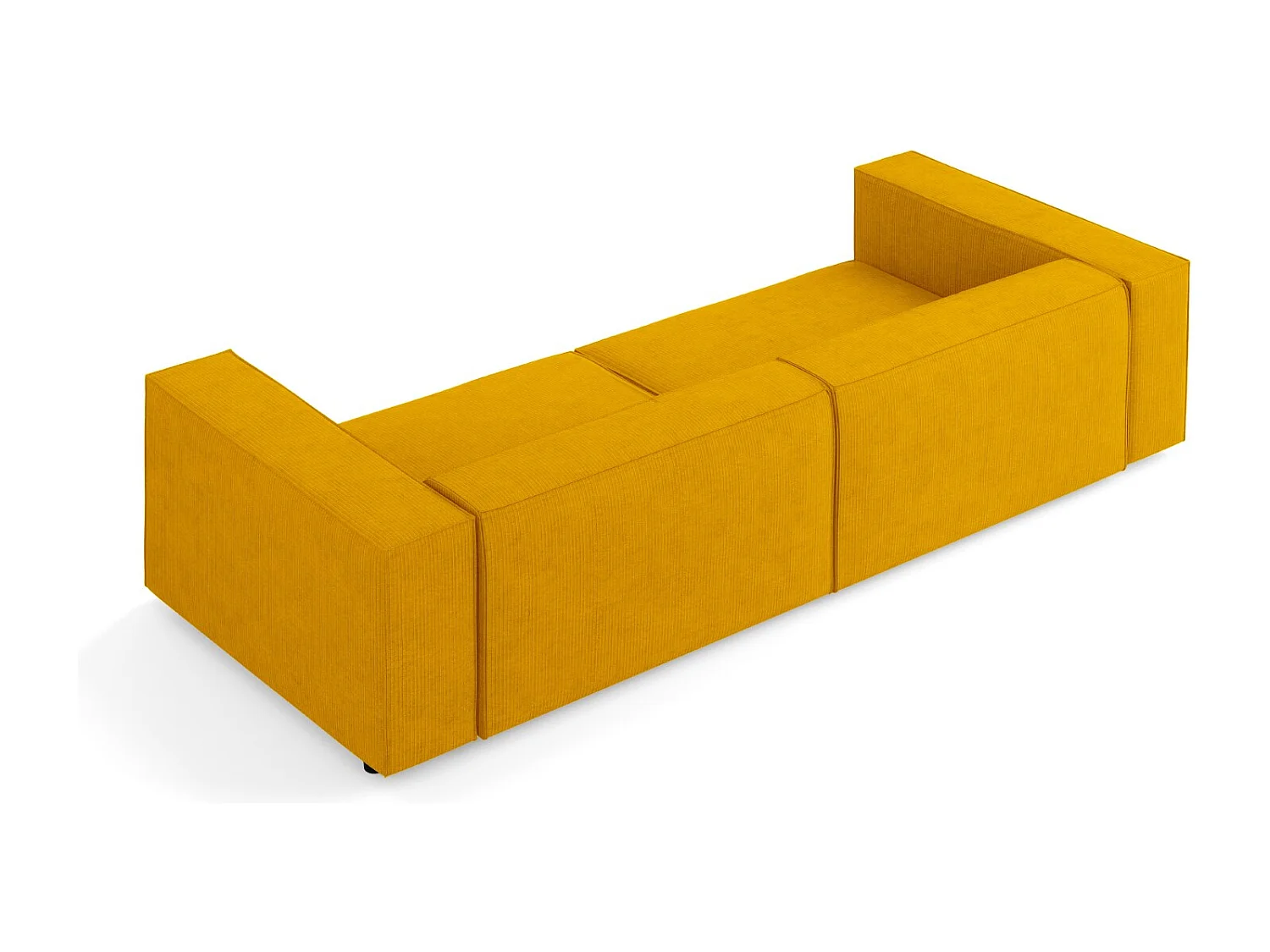 Cosmopolitan Design - Sofá "Arendal" 4 lugares em tecido chenille com efeito canelado mostarda - 244x102x70cm