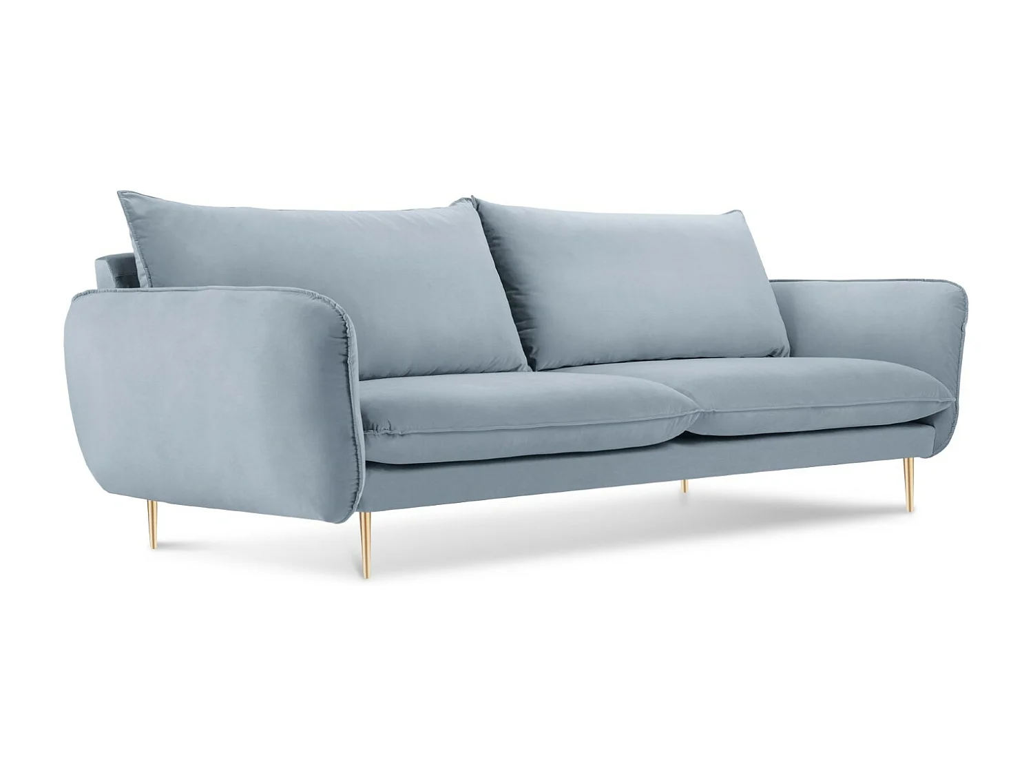 Cosmopolitan Design - Canapé "Vienna" 3 places en velours bleu clair - 200x92x95cm