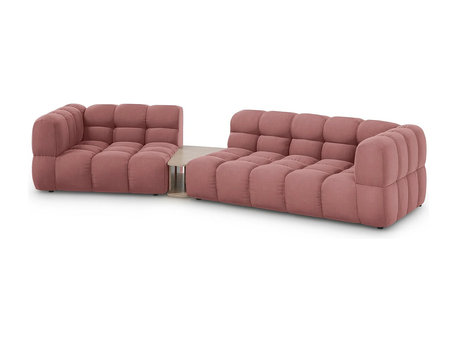 Cosmopolitan Design - 3-Sitzer modulares Sofa links "Sky" aus Samt lachs - 353x148x75cm