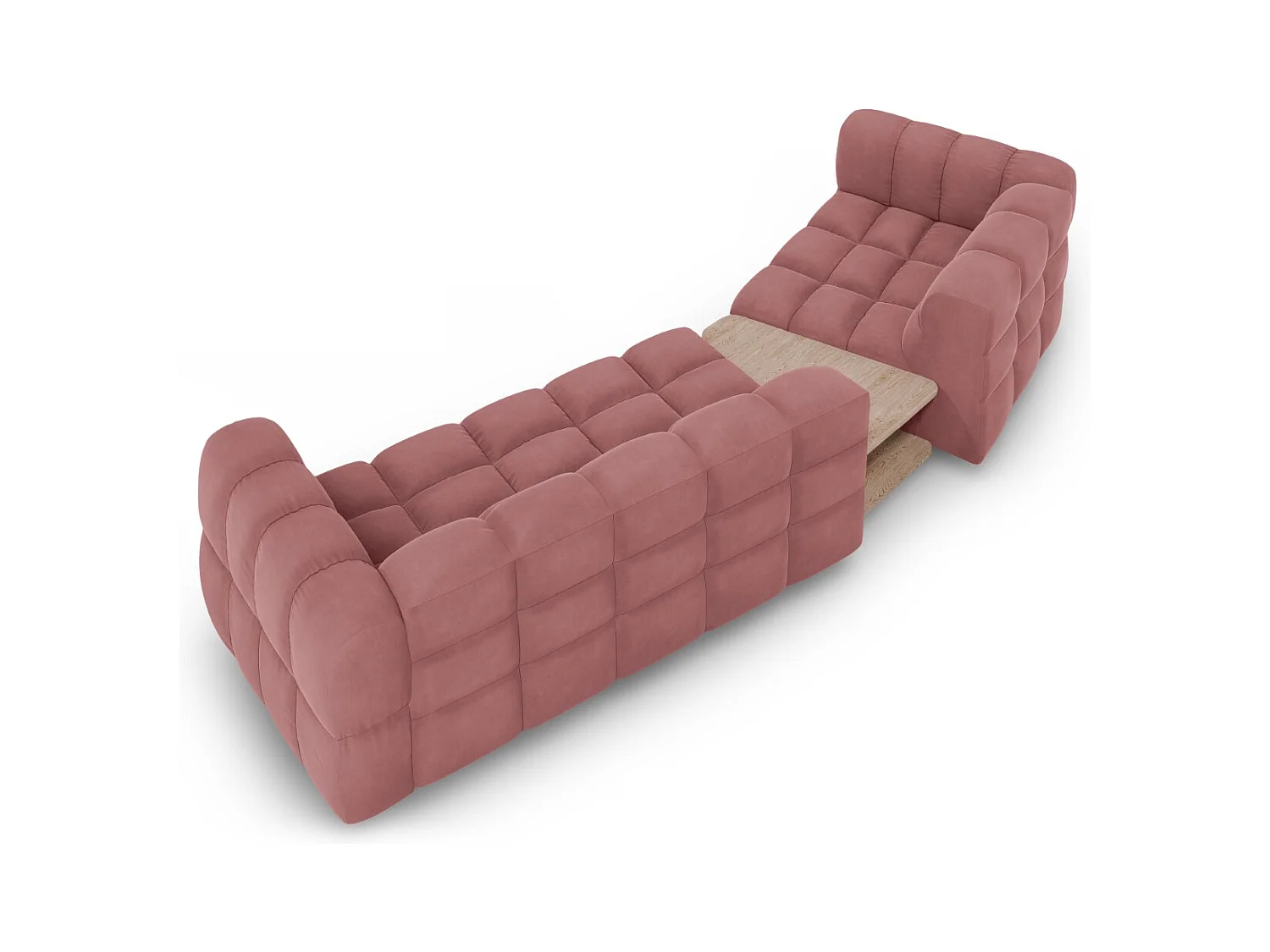 Cosmopolitan Design - 3-Sitzer modulares Sofa links "Sky" aus Samt lachs - 353x148x75cm