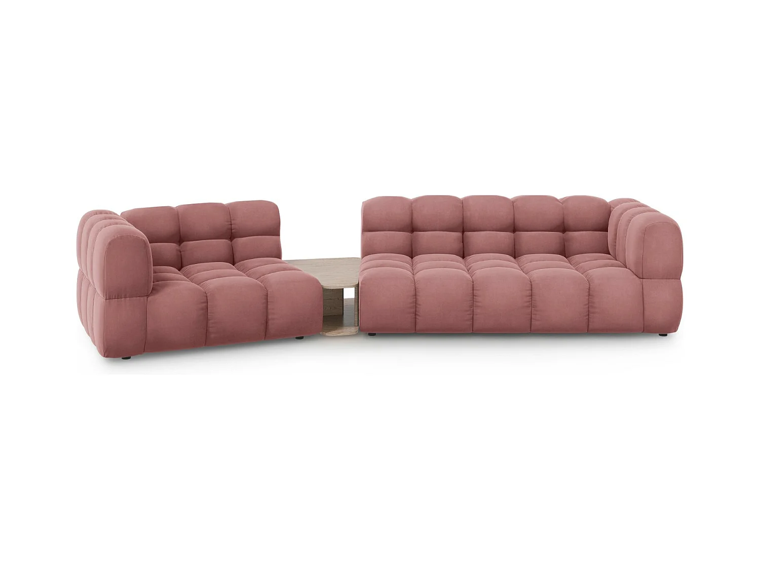 Cosmopolitan Design - Canapé modulable gauche "Sky" 3 places en velours saumon - 353x148x75cm